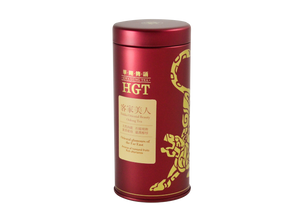 Red tin of Hwa Gung Tea Legend Series Hakka Oriental Beauty Oolong Tea with vanilla label